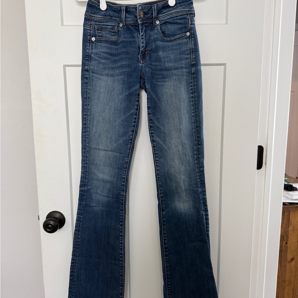 American Eagle Outfitters Dark Blue superstretch Kickboot flare jeans